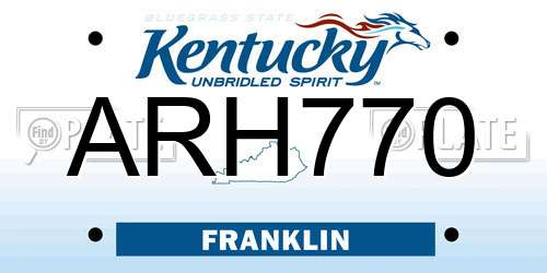 ARH770 Kentucky License Plate
