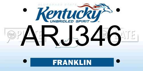 ARJ346 Kentucky License Plate