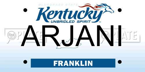 ARJANI Kentucky License Plate