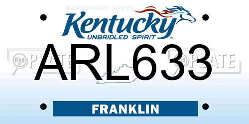 ARL633 Kentucky License Plate