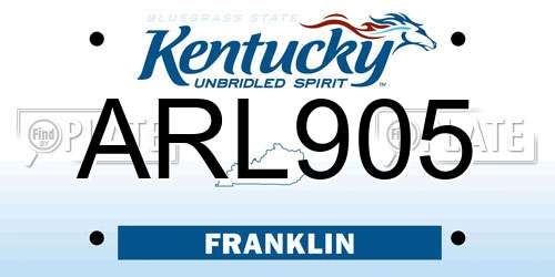 ARL905 Kentucky License Plate