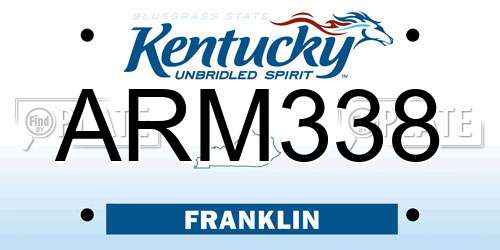 ARM338 Kentucky License Plate