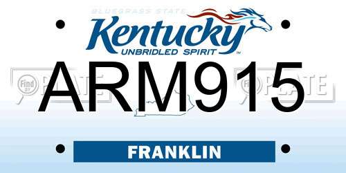 ARM915 Kentucky License Plate