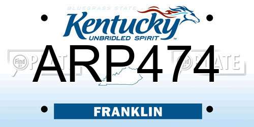 ARP474 Kentucky License Plate