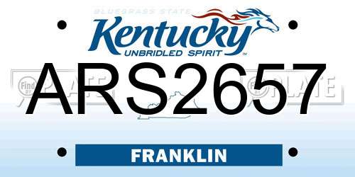 ARS2657 Kentucky License Plate
