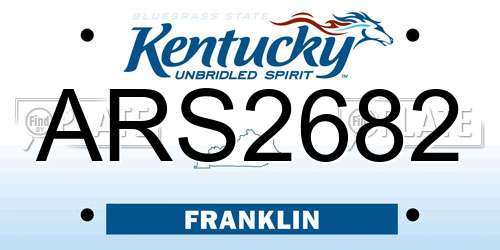 ARS2682 Kentucky License Plate