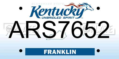 ARS7652 Kentucky License Plate
