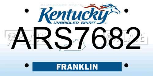 ARS7682 Kentucky License Plate