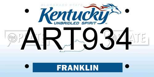 ART934 Kentucky License Plate