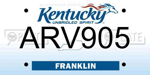 ARV905 Kentucky License Plate