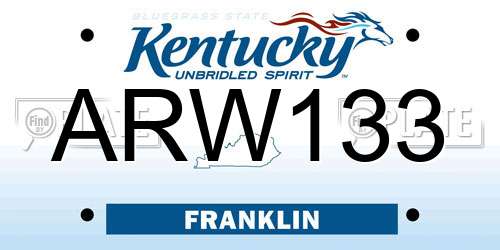 ARW133 Kentucky License Plate