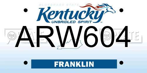 ARW604 Kentucky License Plate