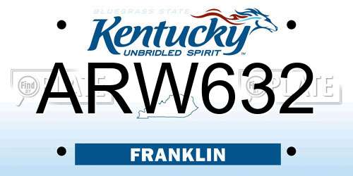 ARW632 Kentucky License Plate