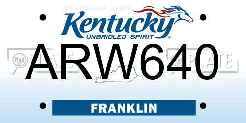ARW640 Kentucky License Plate