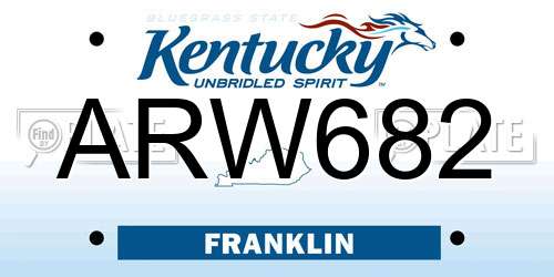 ARW682 Kentucky License Plate