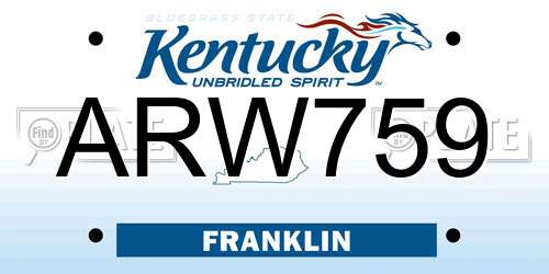 ARW759 Kentucky License Plate