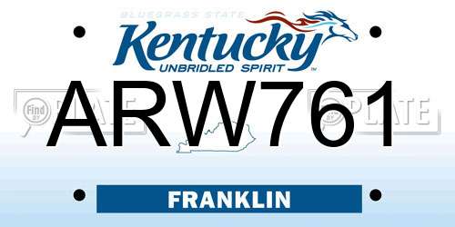 ARW761 Kentucky License Plate