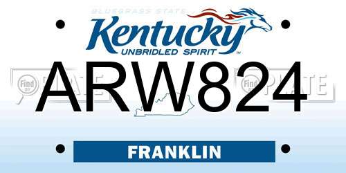 ARW824 Kentucky License Plate