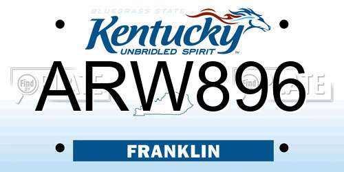 ARW896 Kentucky License Plate