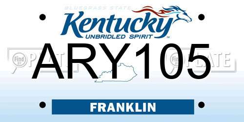 ARY105 Kentucky License Plate
