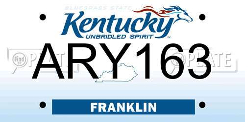 ARY163 Kentucky License Plate