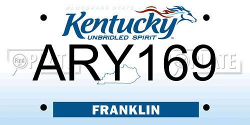 ARY169 Kentucky License Plate