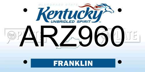ARZ960 Kentucky License Plate