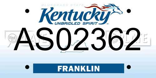 AS02362 Kentucky License Plate