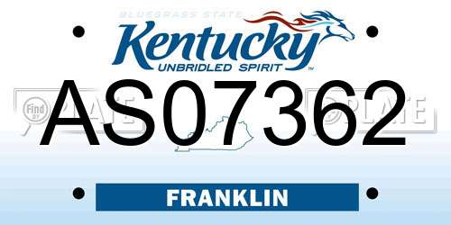 AS07362 Kentucky License Plate