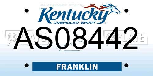 AS08442 Kentucky License Plate