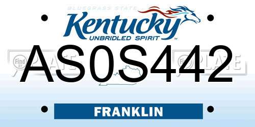 AS0S442 Kentucky License Plate
