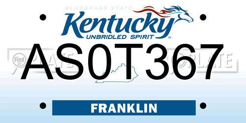 AS0T367 Kentucky License Plate
