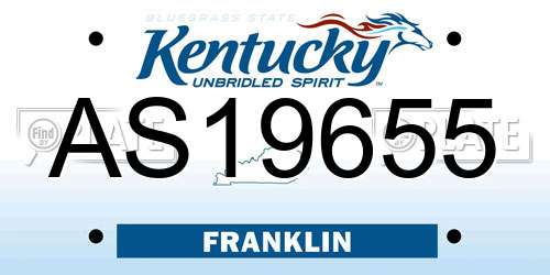 AS19655 Kentucky License Plate