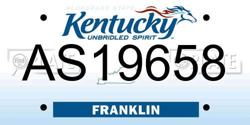 AS19658 Kentucky License Plate