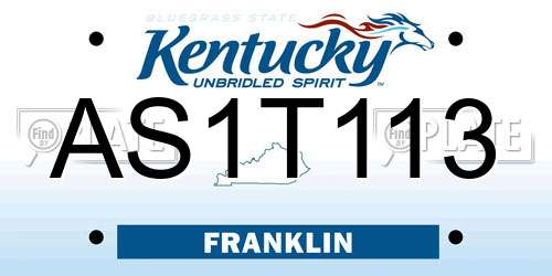 AS1T113 Kentucky License Plate