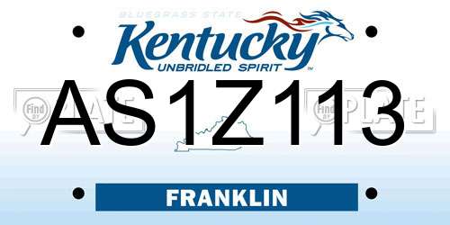 AS1Z113 Kentucky License Plate