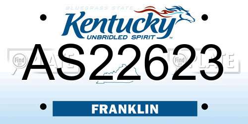 AS22623 Kentucky License Plate