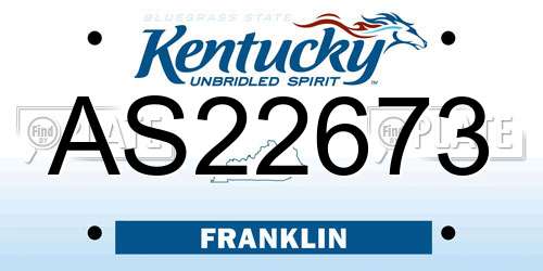 AS22673 Kentucky License Plate