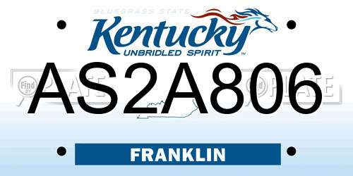 AS2A806 Kentucky License Plate