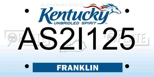 AS2I125 Kentucky License Plate