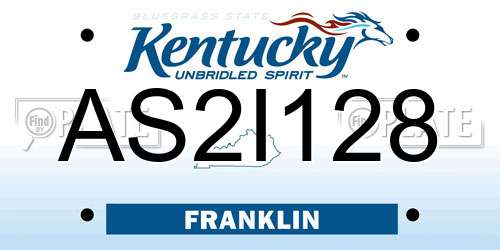 AS2I128 Kentucky License Plate