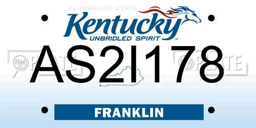 AS2I178 Kentucky License Plate