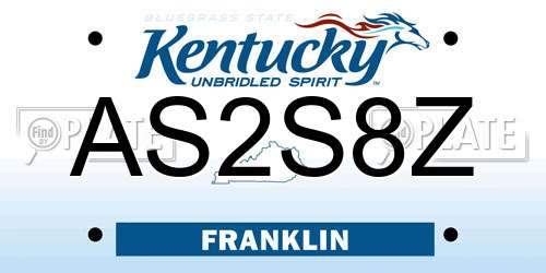 AS2S8Z Kentucky License Plate