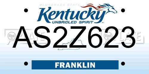 AS2Z623 Kentucky License Plate