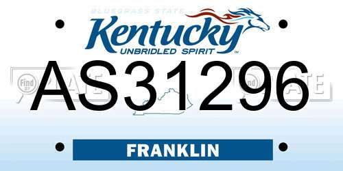 AS31296 Kentucky License Plate