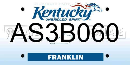 AS3B060 Kentucky License Plate
