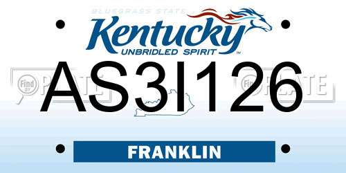 AS3I126 Kentucky License Plate