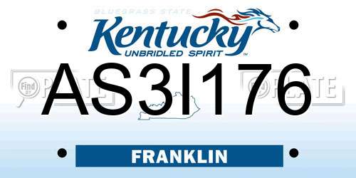 AS3I176 Kentucky License Plate