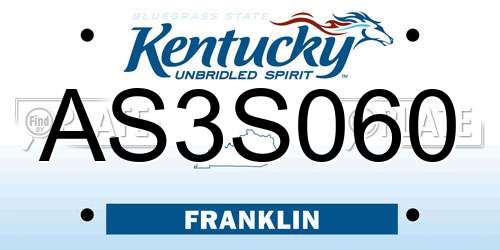 AS3S060 Kentucky License Plate