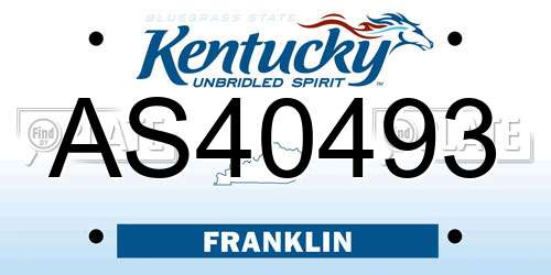 AS40493 Kentucky License Plate